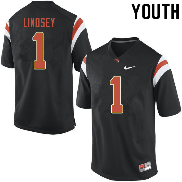 Youth #1 Tyjon Lindsey Oregon State Beavers College Football Jerseys Sale-Black - Click Image to Close